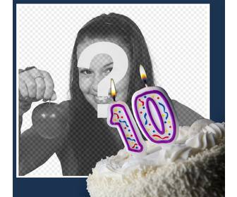 scheda di compleanno per festeggiare i 10 anni di modificarlo tua foto