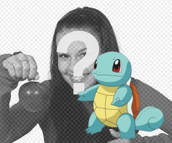 fotomontaggio per aggiungere il pokemon squirtle nelle foto per