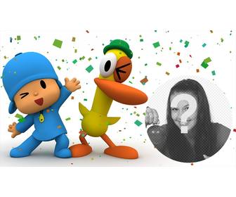 pocoyo e duck in festa divertente dove puo mettere vostra foto