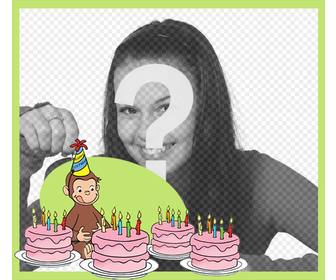 carta di compleanno modificabile curious george per vostra foto