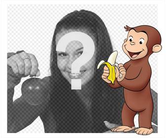 cornice il carattere curious george un picnic un effetto modificabile banane