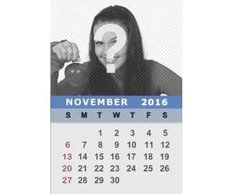 fotomontaggio per modificare un calendario in inglese novembre 2016