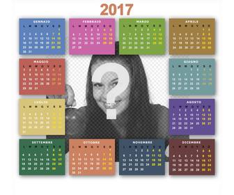 template per modificare un calendario 2017 in linea delle tue immagini