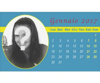 foto effetto da modificare un calendario di gennaio 2017