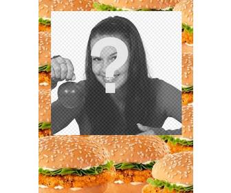 Photo frame decorata con hamburger.