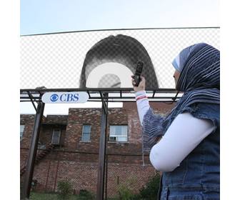 donne sacandole montaggio lquotimmagine di un banner etichetta della cbs che iniziato come radio online televisione online metti tua foto sul muro