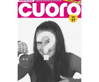 tua foto in cornice che simula copertina di rivista tabloid chiamato cuoro