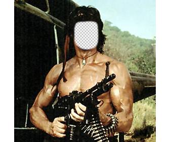 fotomontaggio che puo mettere faccia che desidera nel corpo di rambo carica