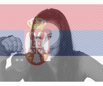 foto collage di mettere bandiera della serbia foto caricata