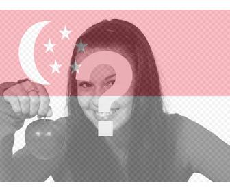 montaggio di mettere singapore bandiera mescolato foto caricata