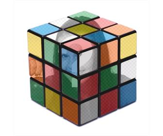 fotomontaggio di mettere foto un colore pieno cubo di rubik