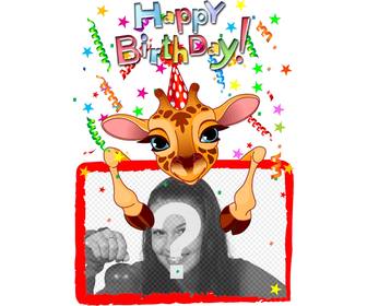 biglietto di auguri personalizzabile un compleanno giraffa