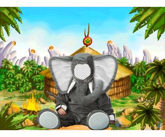 montaggio di un costume elefante virtuale per bambini