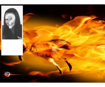 inserisci tua foto in questa cornice per foto volpe circondata dalle fiamme fuoco i colori arancio e nero