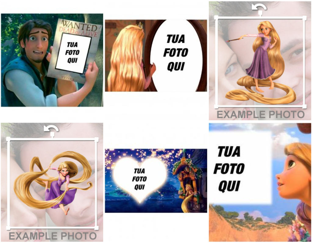 Cornici, collage di foto e altri effetti divertenti del film Disney  's Tangled