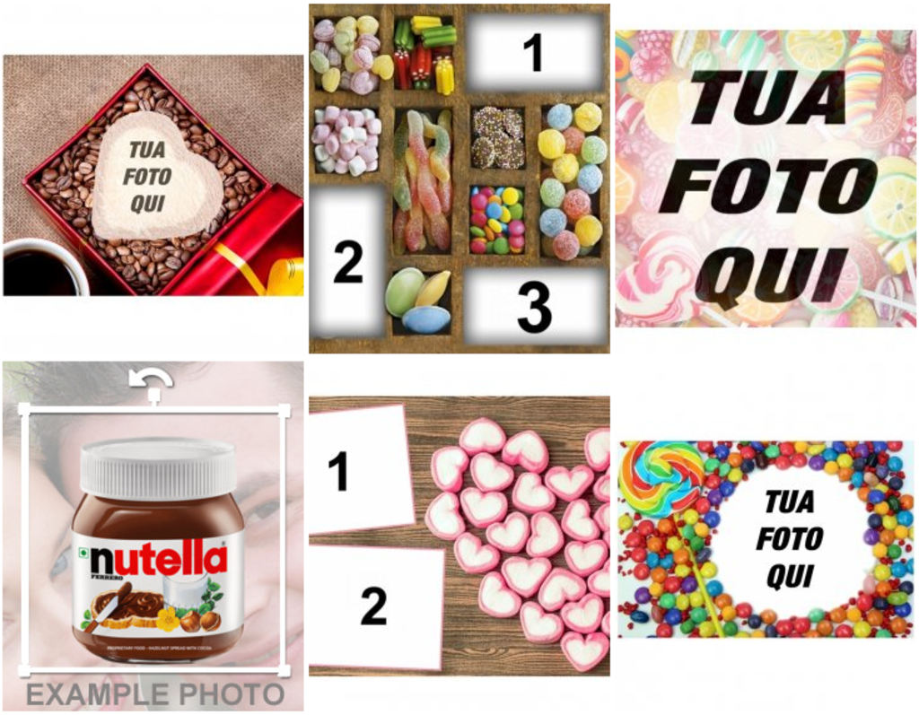 Effetti foto da modificare e decorare con dolci e caramelle