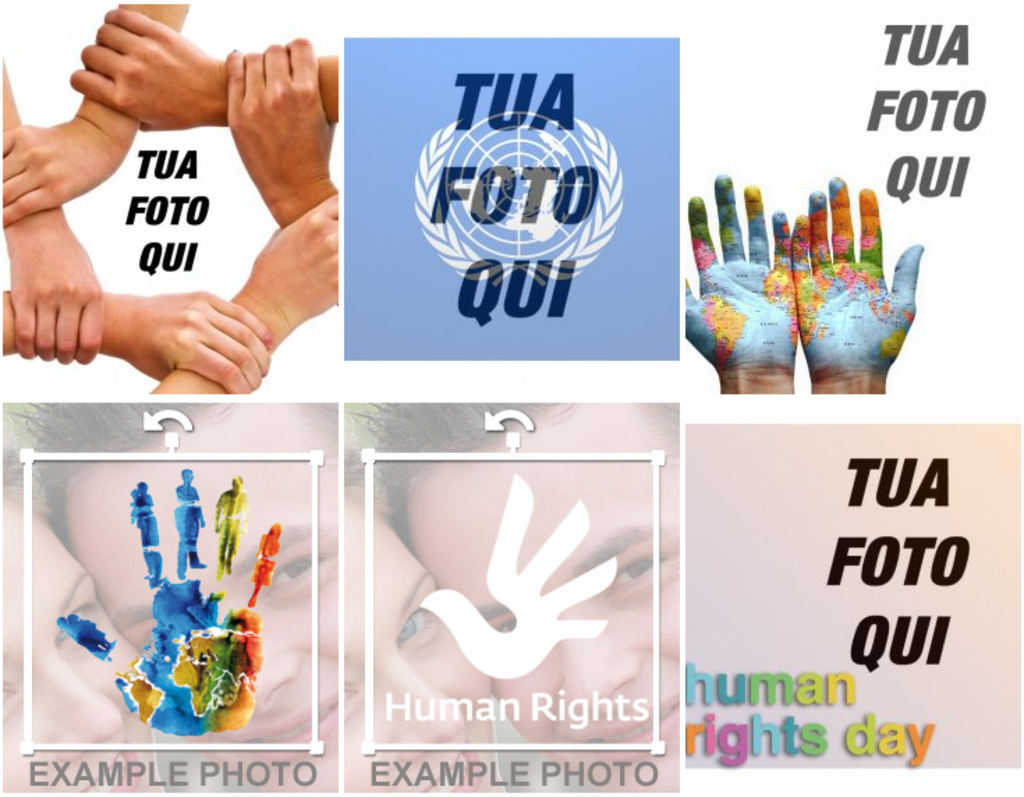 Effetti fotografici e adesivi a sostegno dei diritti umani