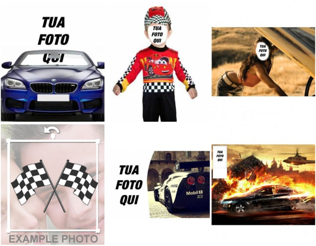 Fotomontaggi di auto di lusso e da corsa