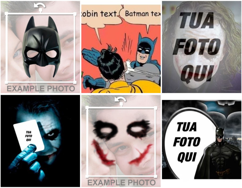 Fotomontaggi di Batman e di altri personaggi