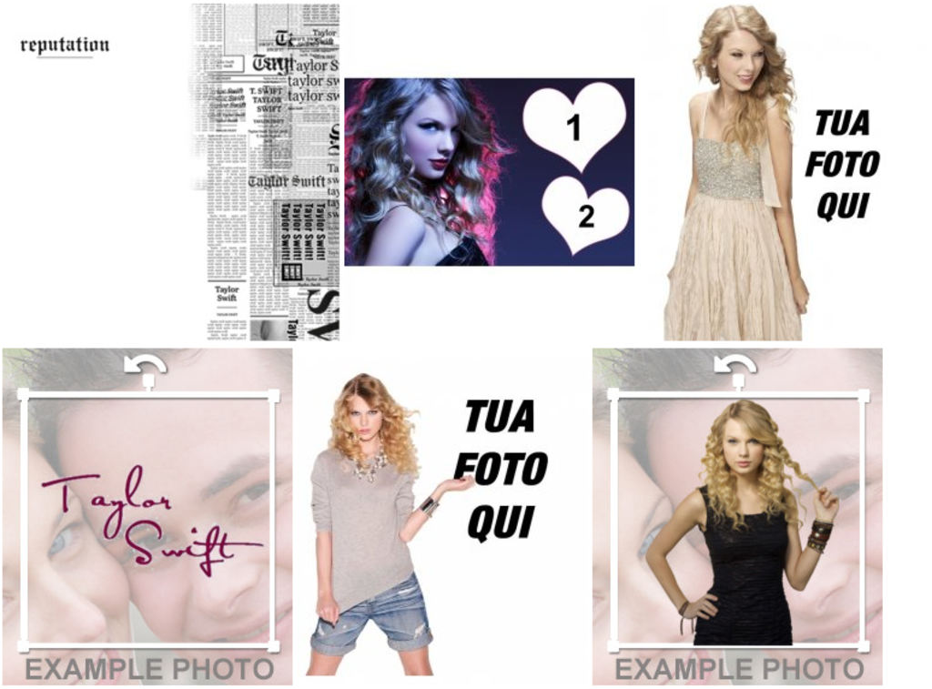 fotomontaggi e adesivi con Taylor Swift