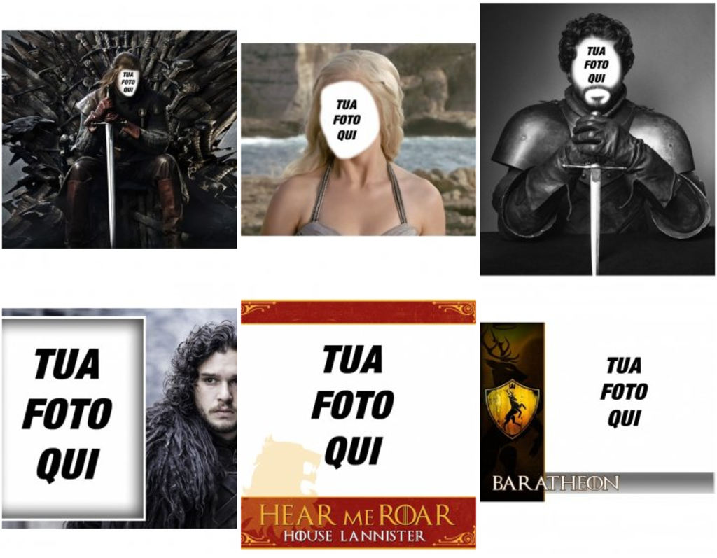 Fotomontaggi con personaggi della serie Game of Thrones