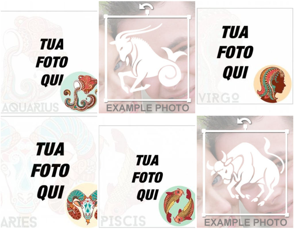 Fotomontaggi con segni zodiacali