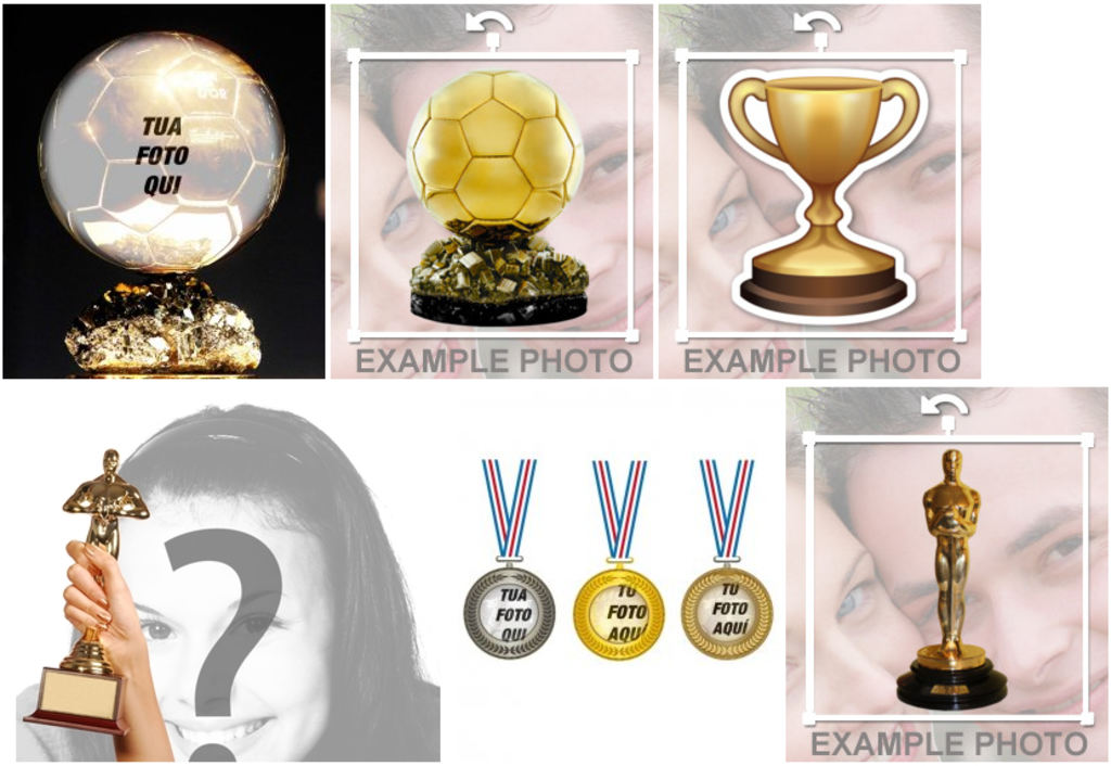 Fotomontaggi con trofei e medaglie per modificare con la tua foto