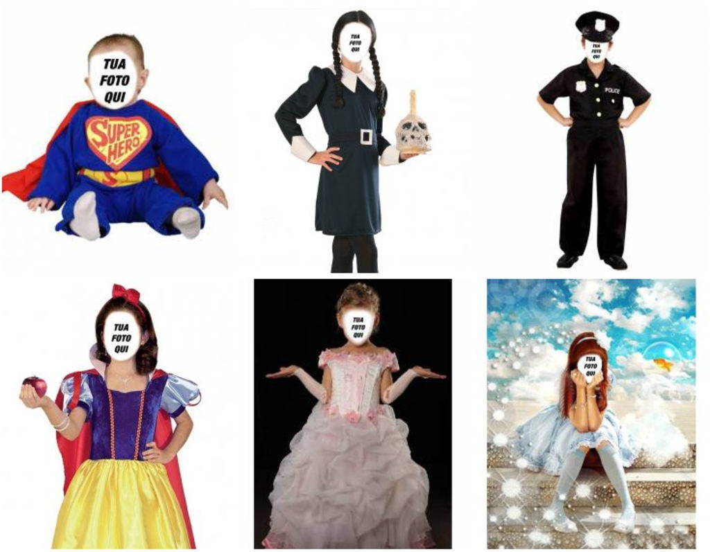 Montaggi fotografici di costumi per bambini