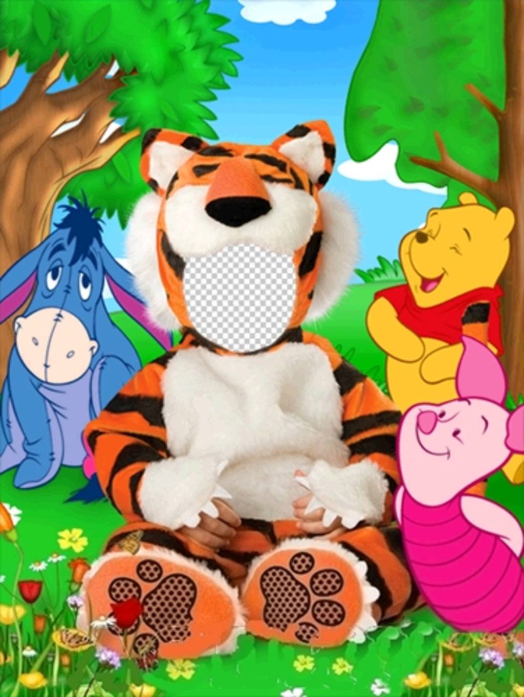 costume da tigre virtuale per i bambini che possono essere modificati con la tua foto ..