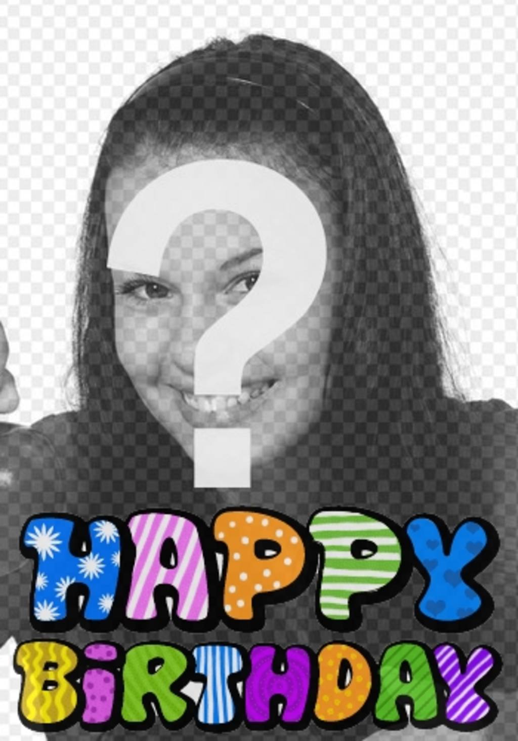Fotomontaggio di Buon Compleanno carta testo animato. Puoi caricare la tua foto. Dopo aver scelto il modello, seguendo alcuni semplici passaggi avrete la carta di auguri..