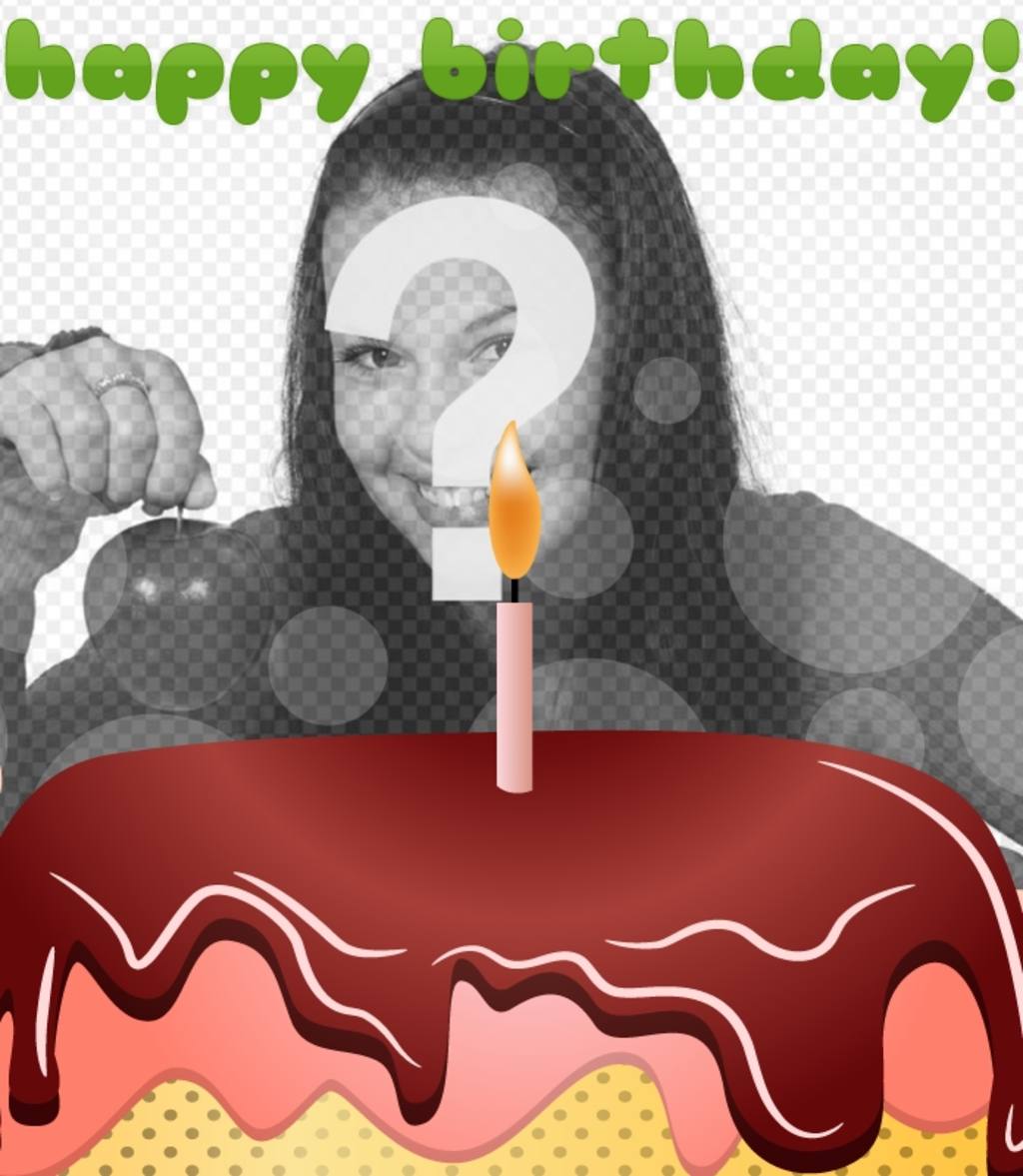 Cartolina di compleanno con una torta e buon compleanno in verde ..