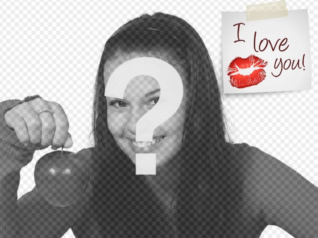 Mettere un postit I LOVE YOU con un bacio sulla foto, perfetto per San Valentino..