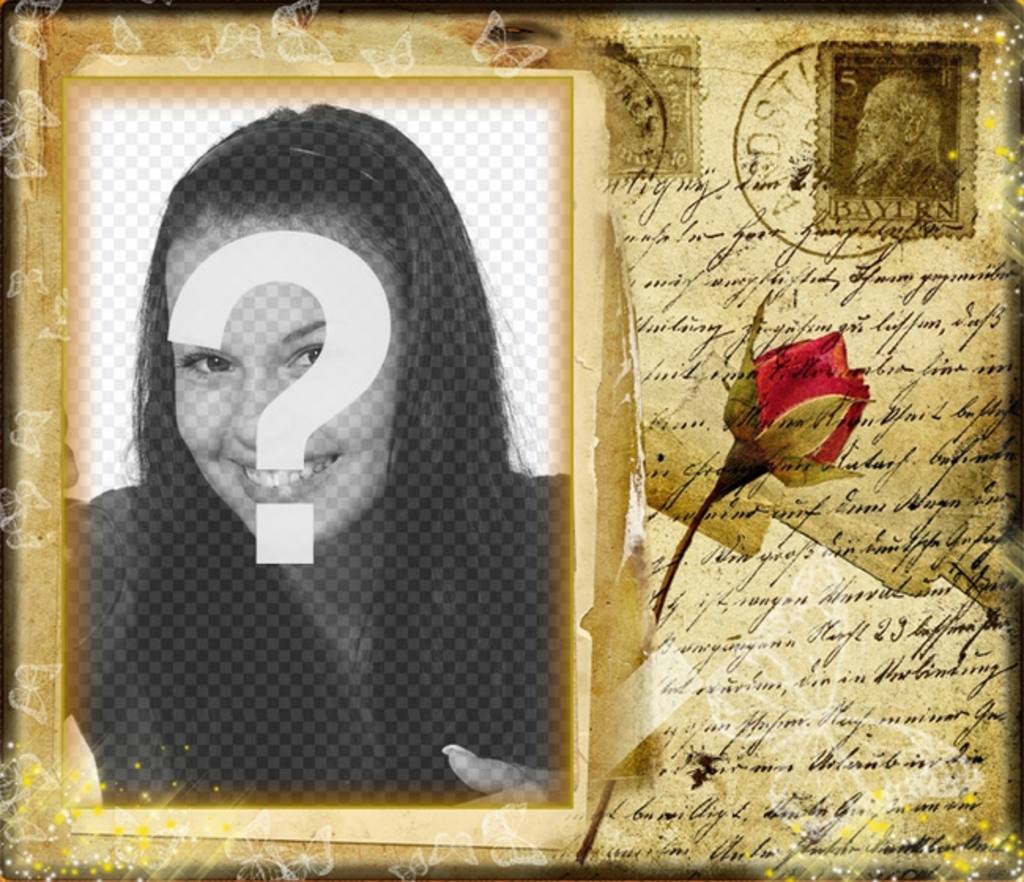 Vecchia cartolina cornice amore foto, dove hai messo la tua foto di..