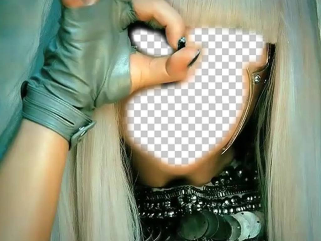 Primo piano del viso con lo stile di Lady Gaga modifica di questo fotomontaggio ..