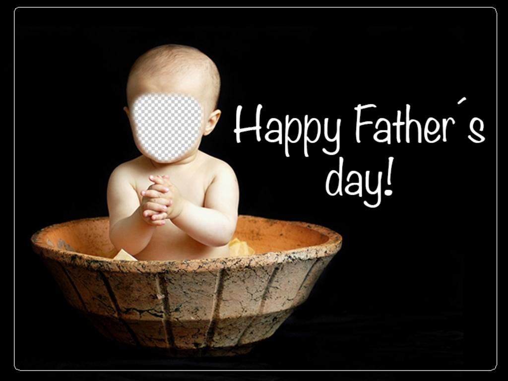 Metti la tua faccia sul bambino di questa carta Fathers Day in inglese ..