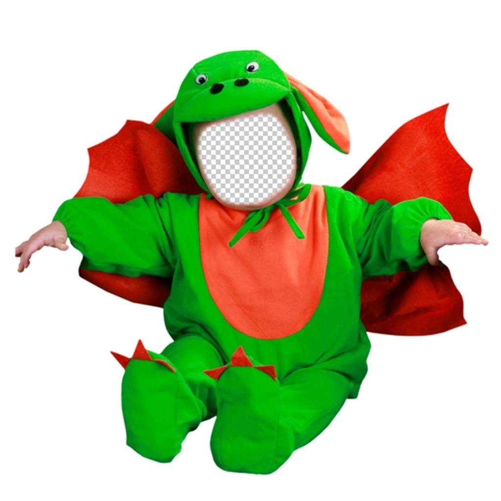 Fotomontaggio di modificare un drago costume verde con la tua foto ..