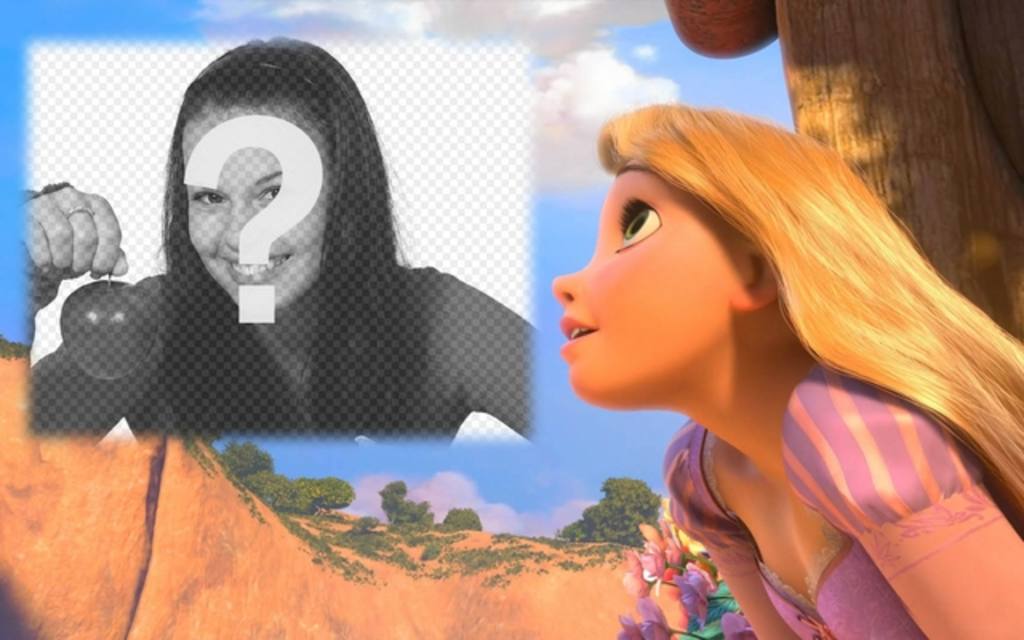 Fotomontaggio con la principessa Rapunzel Disney. ..