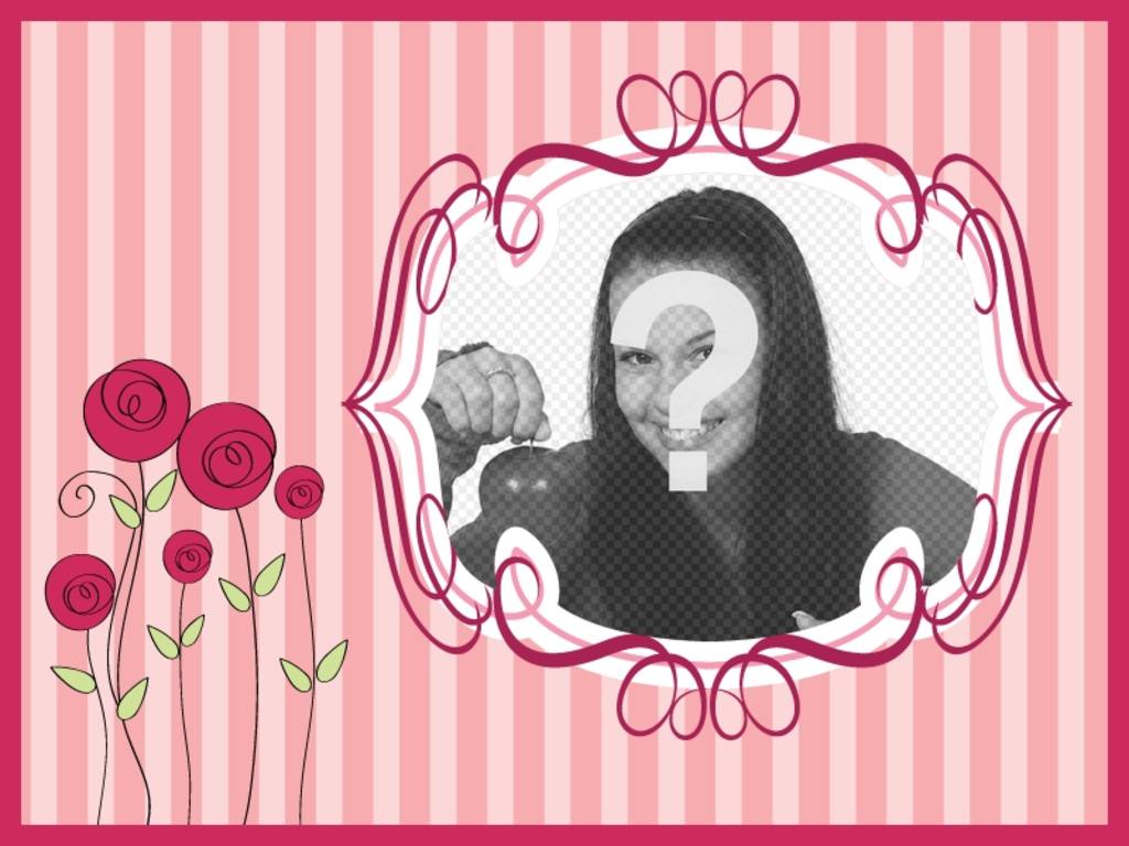 Cartolina festa della mamma con sfondo rosa con fiori per mettere la vostra foto e testo per congratularsi con..