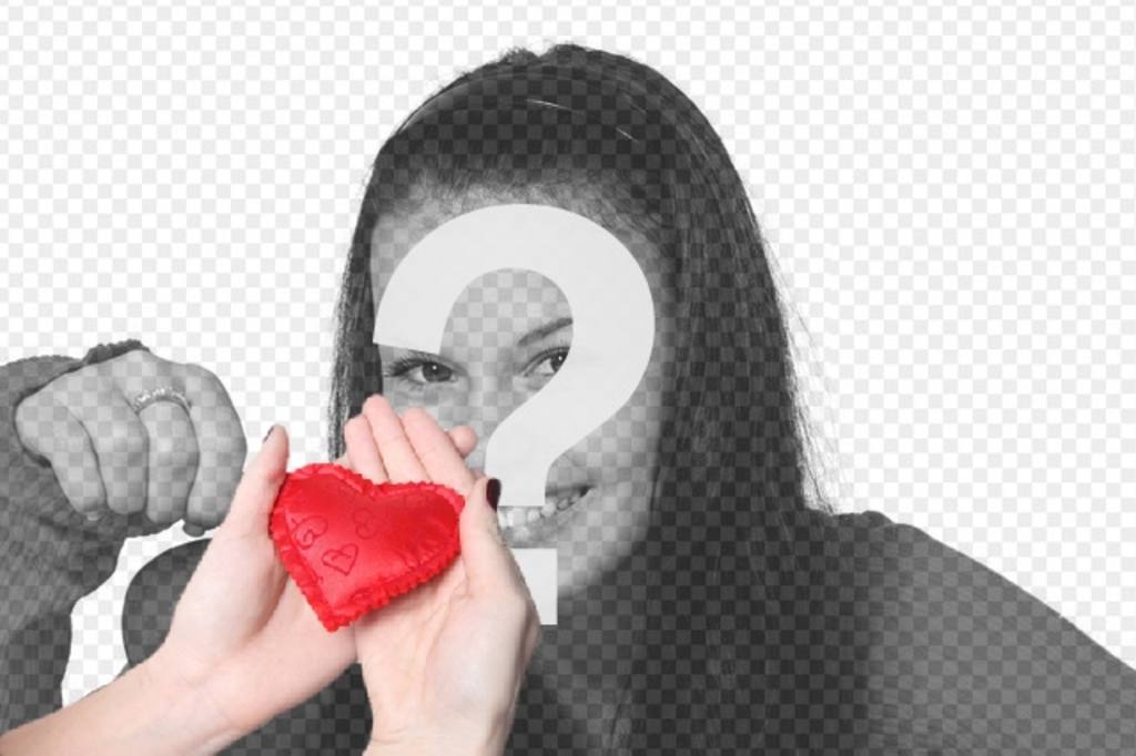 Collage romantico per aggiungere un cuore rosso consegnato dalle mani di una..