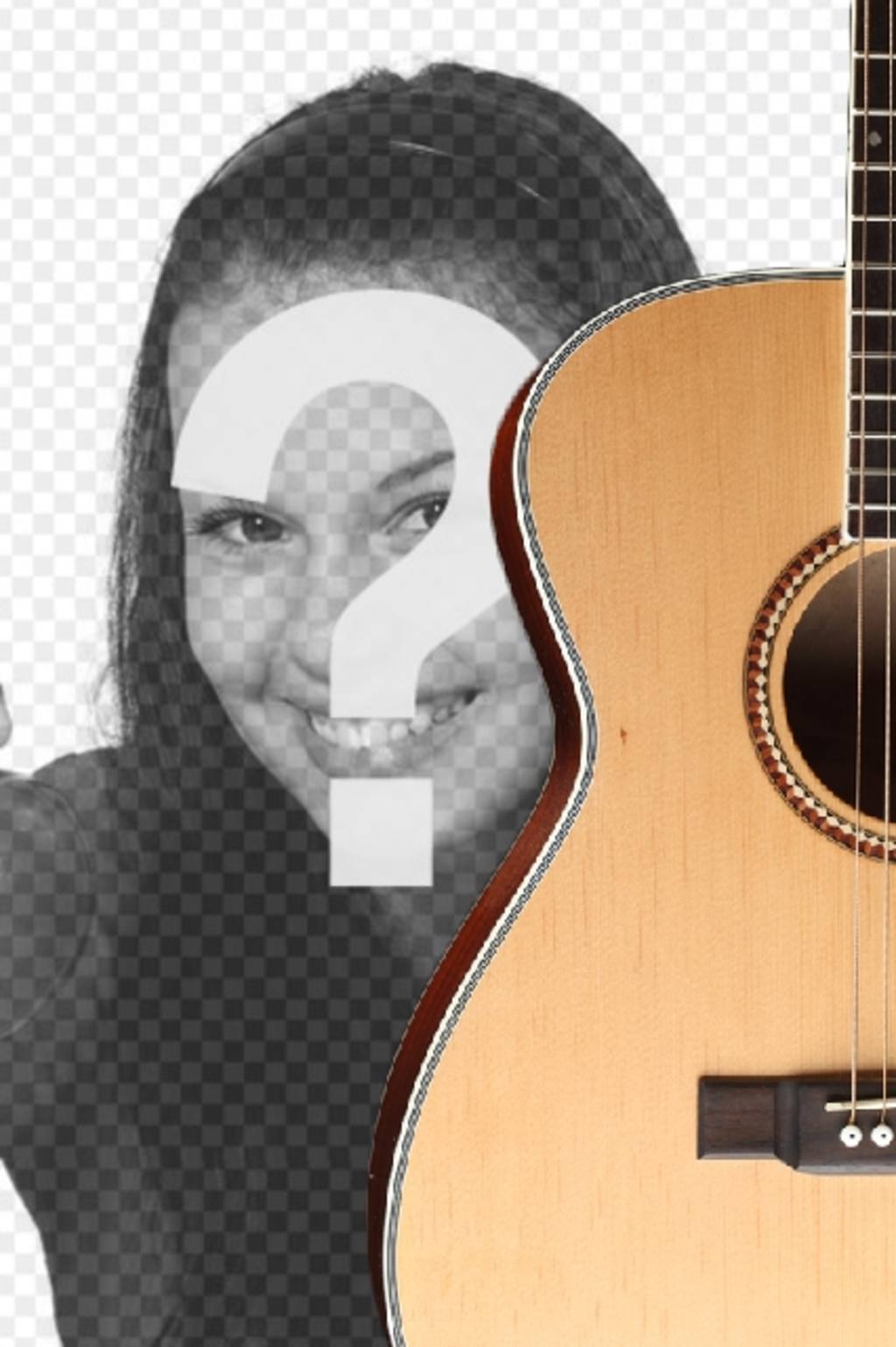 Fotomontaggio di mettere una chitarra spagnola in una foto e aggiungere testo..