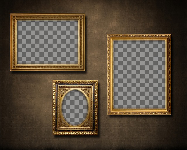 Da parete con 3 cornici dorate a mettere le vostre foto con un tocco retrò..