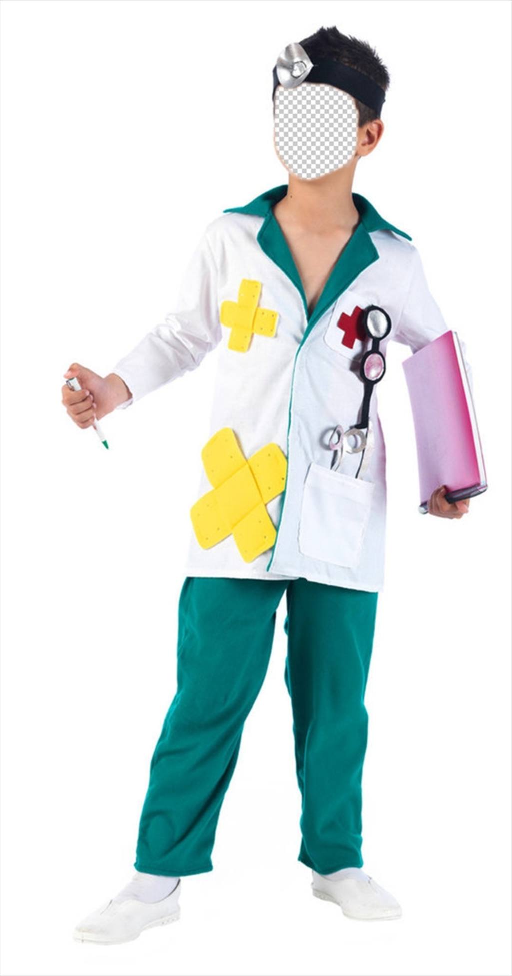 I bambini fotomontaggio di indossare un costume da chirurghi in linea ..
