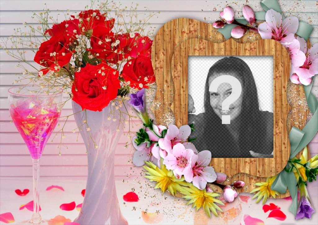 Photo frame con fiori colorati. ..