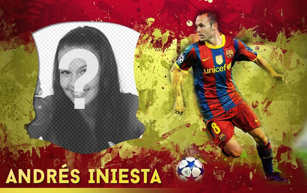 Fotomontaggio con Andres Iniesta, centrocampista spagnolo. ..