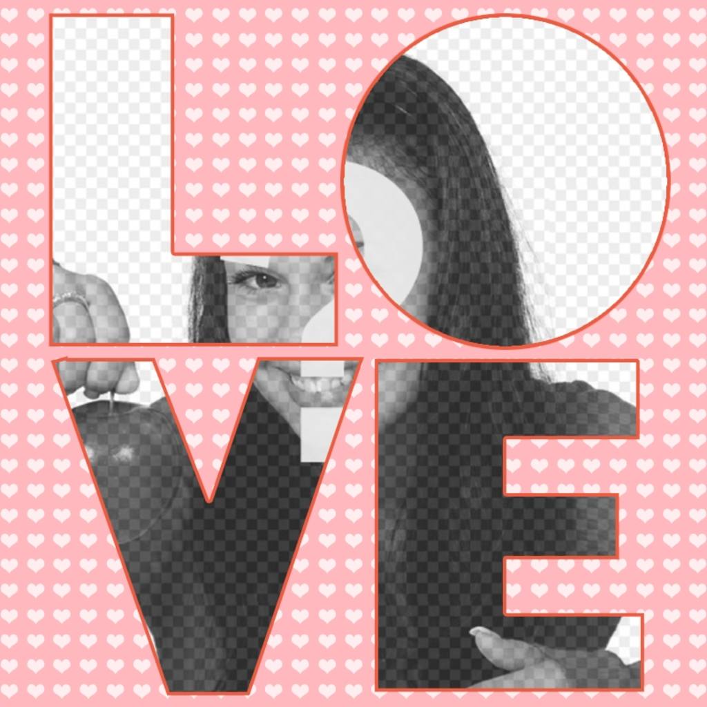 Cornice rosa con cuori e 