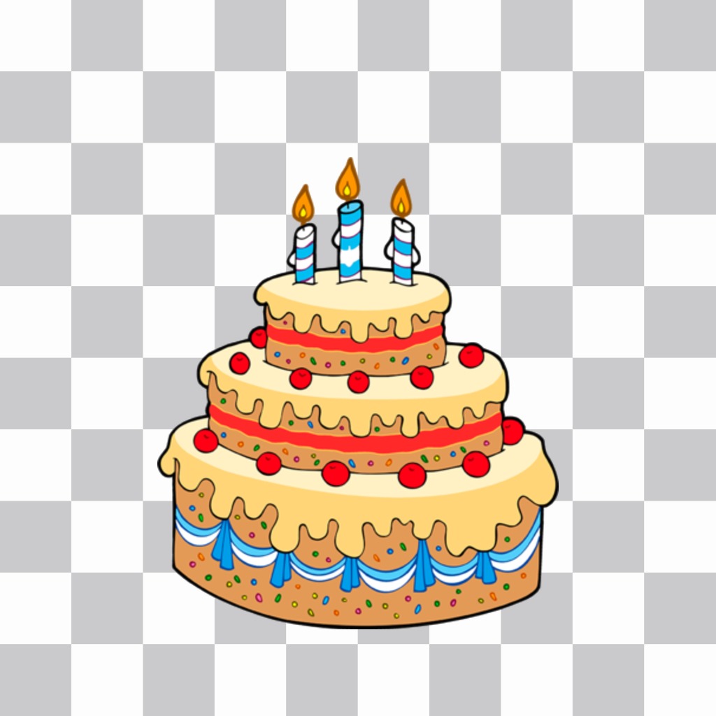 Adesivo con vaniglia torta di compleanno, ciliegie e candele. Mettere questa torta disegni ..