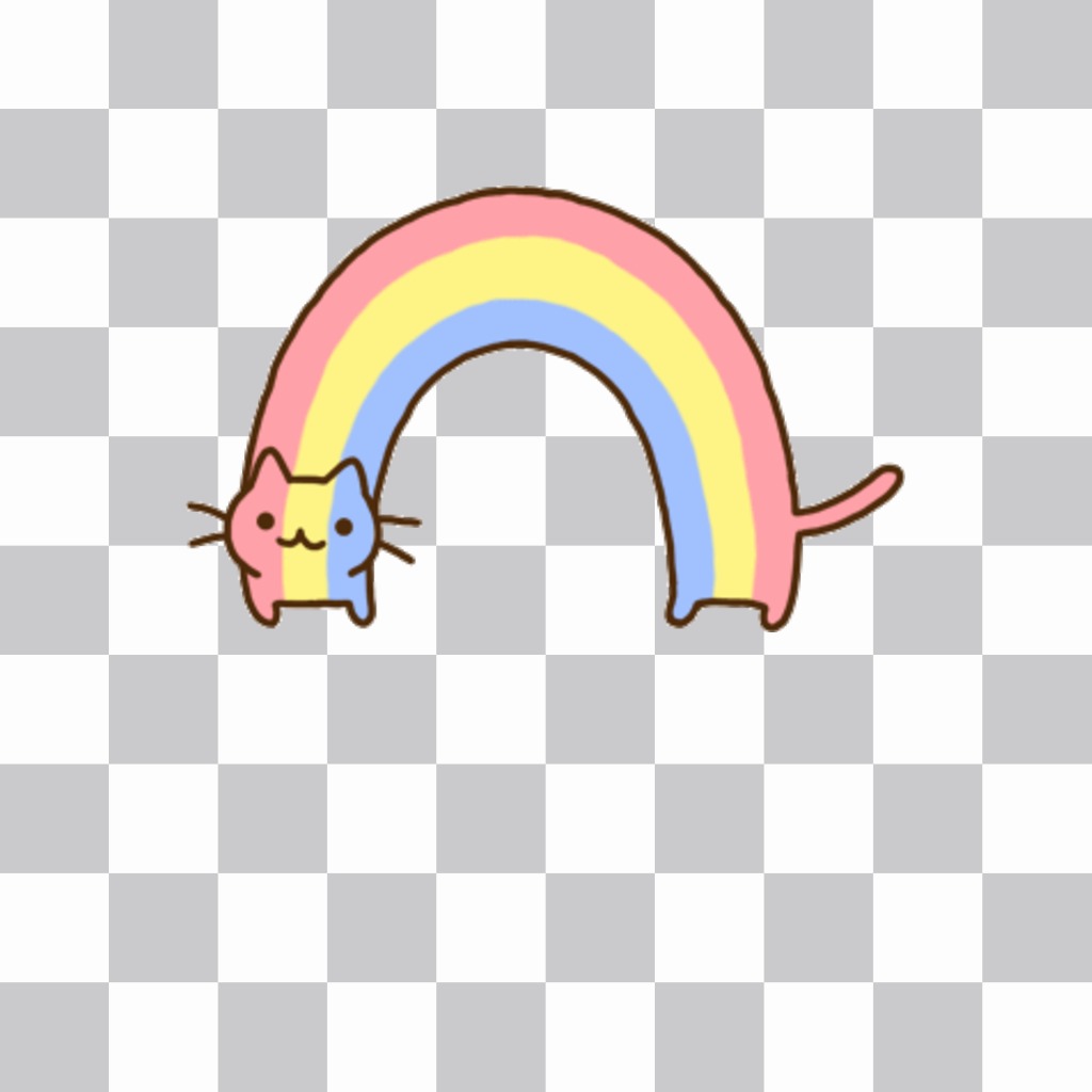Sticker di un gatto con i colori arcobaleno ..