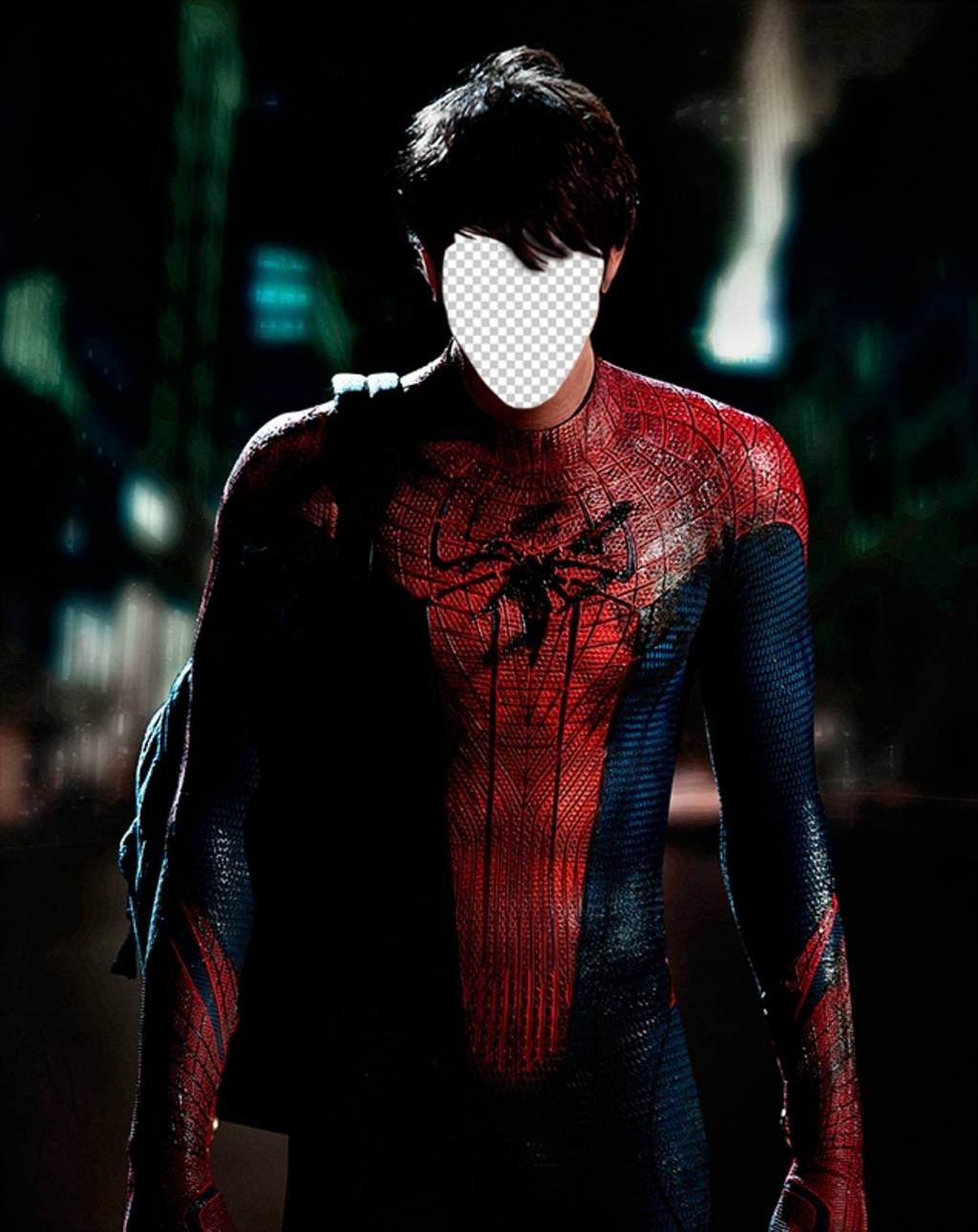 Con questo fotomontaggio mettere la vostra faccia sul corpo di Spiderman ..