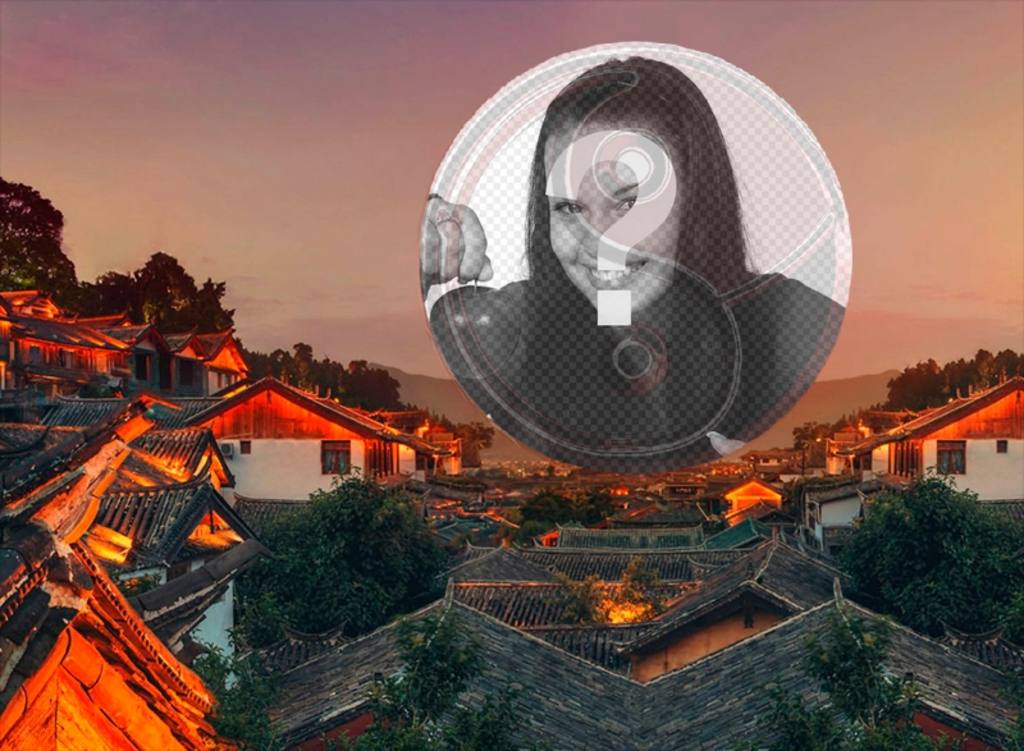 Cartolina di una città cinese con la tua foto ..