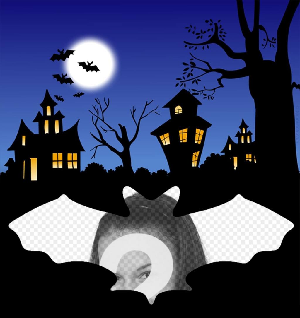 Fotomontaggio di Halloween con pipistrelli ..